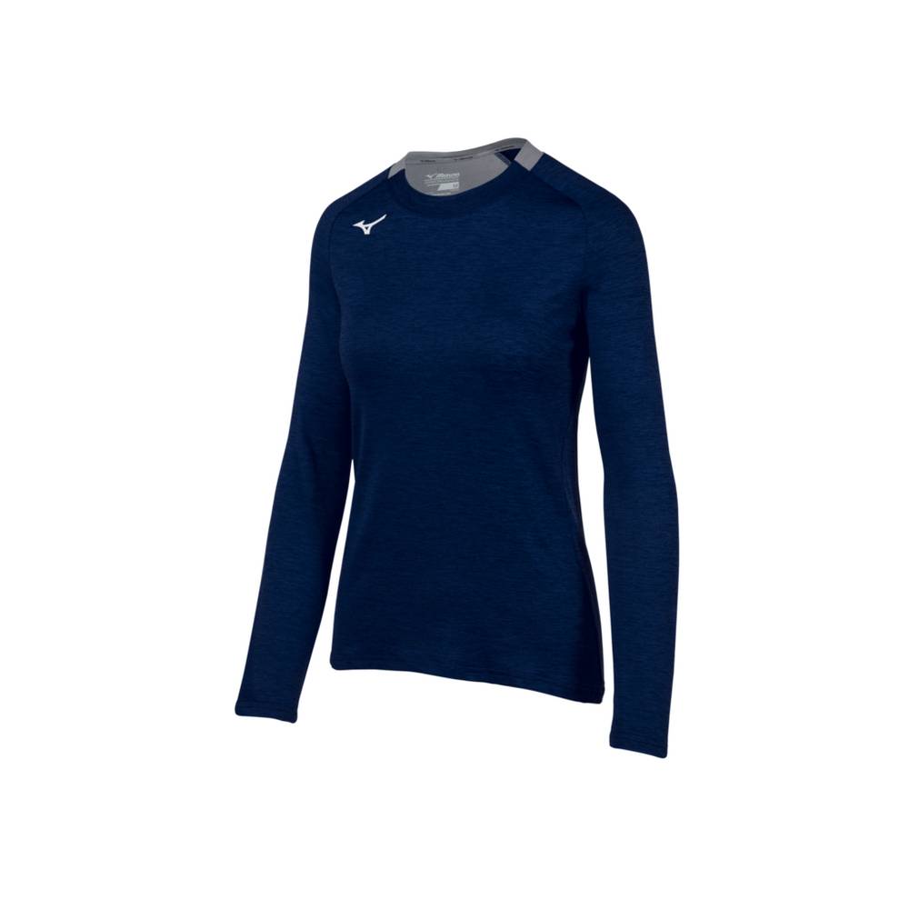 Mizuno Alpha Long Sleeve Női Futópóló Sötétkék GVJ701829